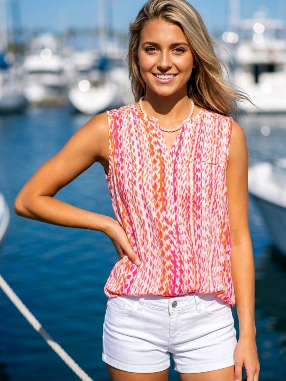 Versatile NYDJ Size PM Sleeveless Pintuck Blouse Top
